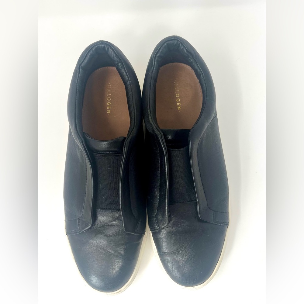 HALOGEN Women’s Black Leather Athleisure Slip-On Sneakers Size 8.5 - Picture 13 of 16